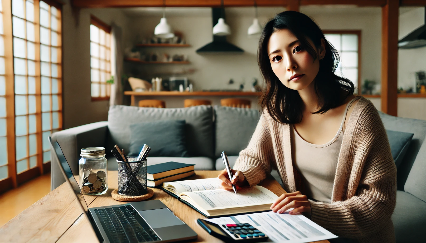 英会話学習の費用と学習量を見直しながら考える日本人社会人の様子