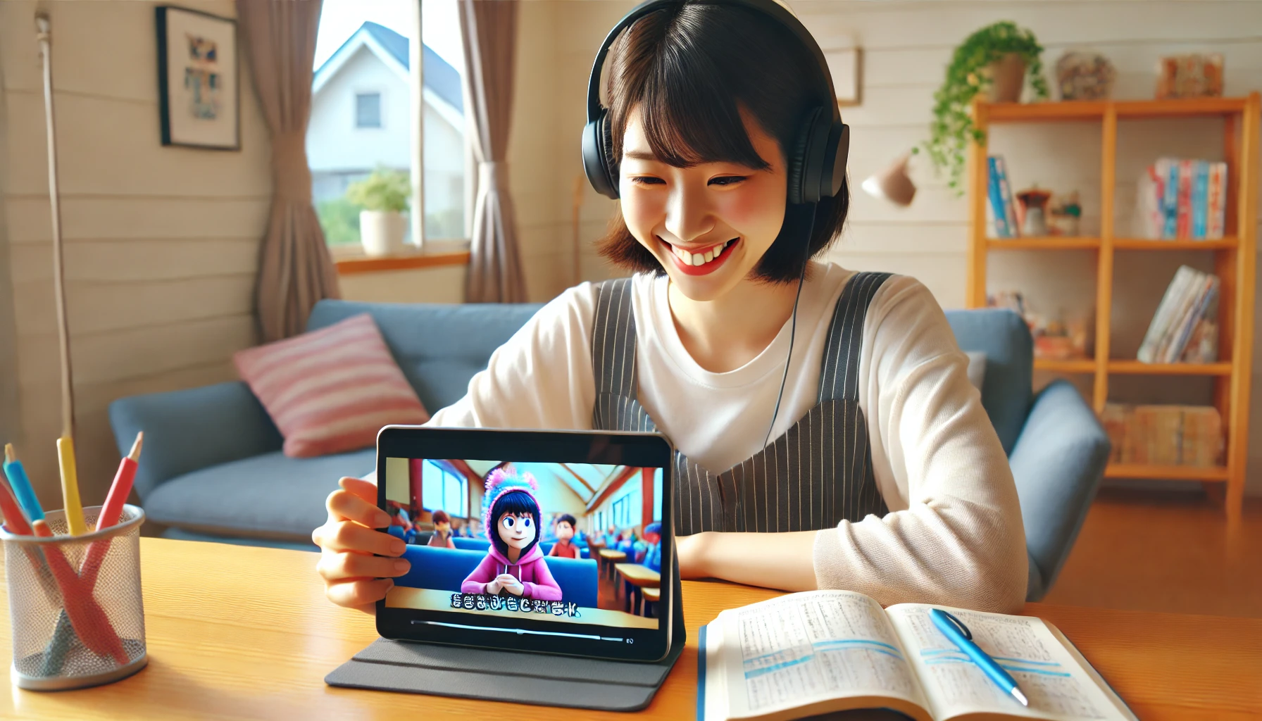 アニメ映画を使って英語学習をする初心者の日本人女性