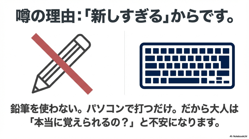 鉛筆を使わずパソコンで打つだけの新スタイルに対する大人の不安