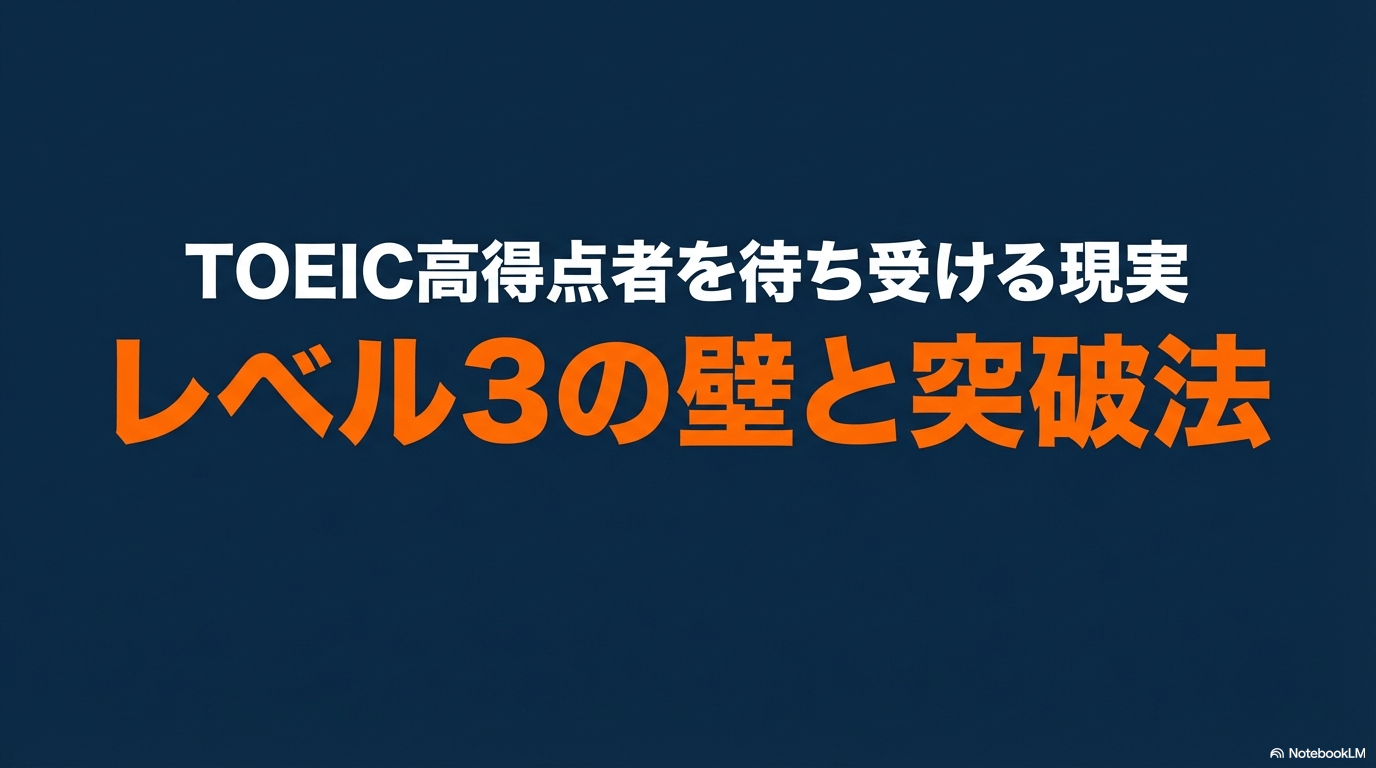 TOEIC高得点者が直面する「レベル3の壁」と突破法を解説するスライド表紙