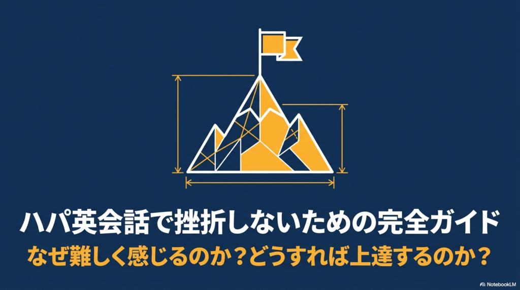 Hapa英会話で挫折しないための原因と上達法を解説するスライドの表紙