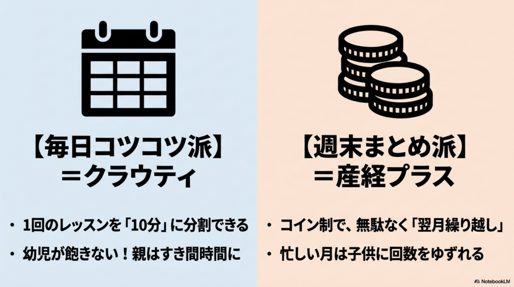 毎日コツコツ派にはクラウティ、週末まとめ派には産経オンライン英会話Plusがおすすめ