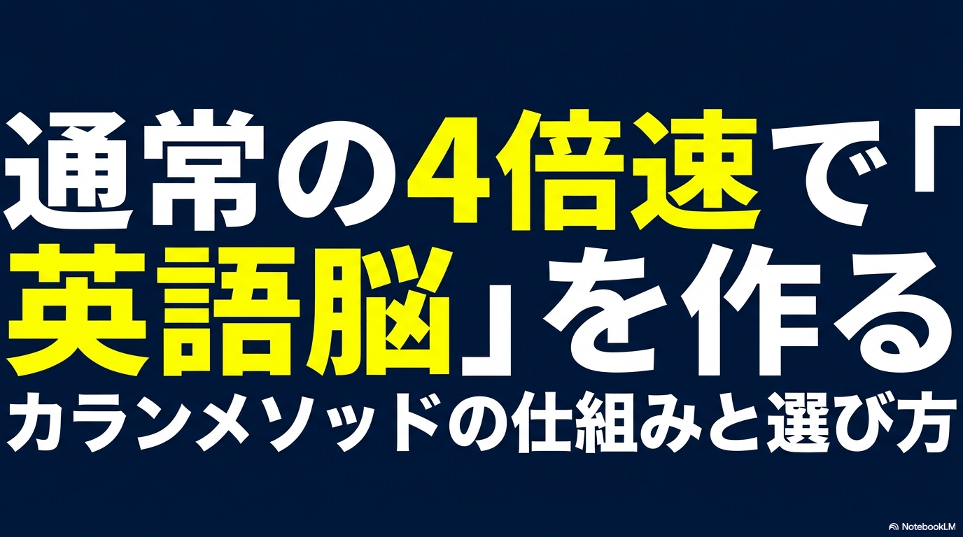 通常の4倍速で英語脳を作るカランメソッドの仕組みと選び方の紹介スライド