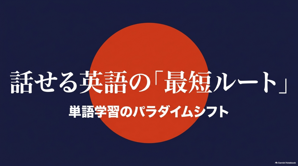 話せる英語の最短ルートと単語学習のパラダイムシフトを表すスライド画像