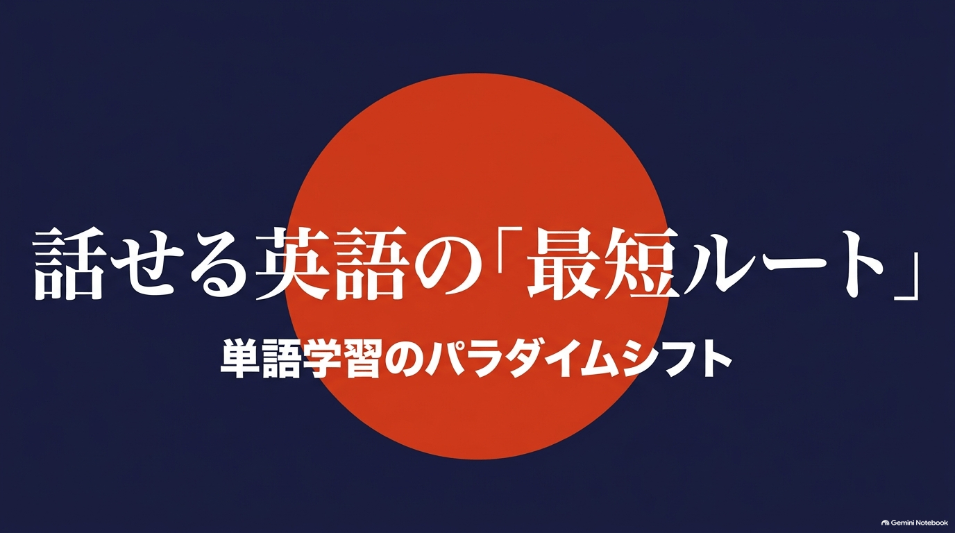 話せる英語の最短ルートと単語学習のパラダイムシフトを表すスライド画像